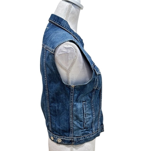 Rag & Bone medium indigo 100% cotton denim jean vest metal buttons size small - Picture 7 of 11